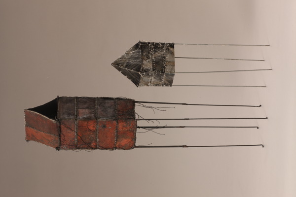 Tower forms, Jean Davey Winter, 1992, Crafts Council Collection: T110 and T111. Photo: Heini Schneebeli.