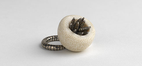 Ring: Cup With Moving Stripey Bits, Katy Hackney, 1996, Crafts Council Collection: J245. Photo: Todd-White Art Photography.