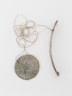 Neckpiece: Interlocking Disc and Box on Linen Cords, Elizabeth Callinicos, 1995, Crafts Council Collection: J240.  Photo: Stokes Photo Ltd.