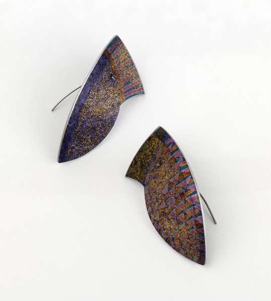 Earrings, Jane Adam, 1991, Crafts Council Collection: J217. Photo: Todd-White Art Photography.